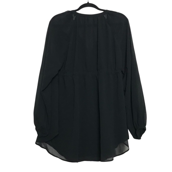 H&M Mama Womens Fairy Black Semi Sheer Long Sleeve Blouse Top Large Maternity - Picture 2 of 7